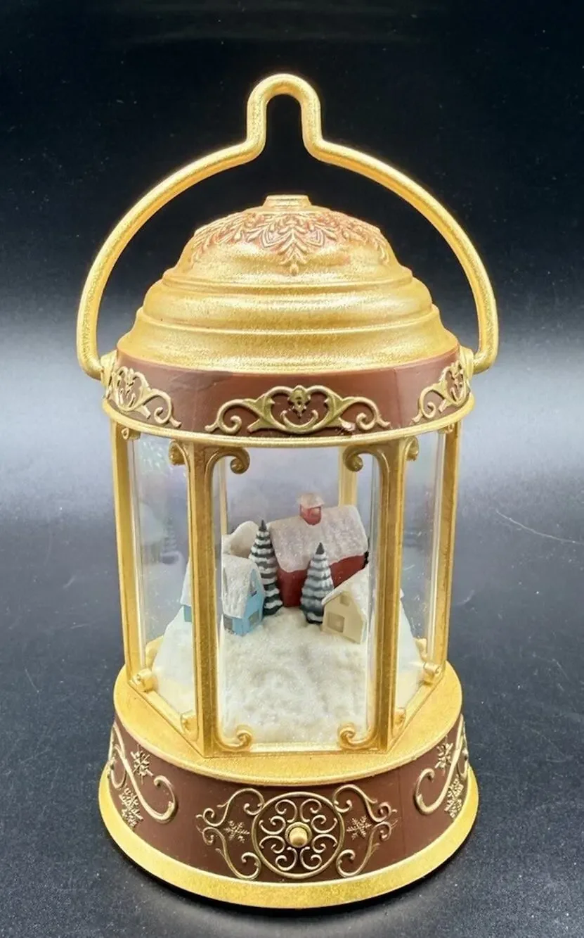 HALLMARK Santa's Magic Lantern Snowy Houses Magic Light Sound Ornament Lo16